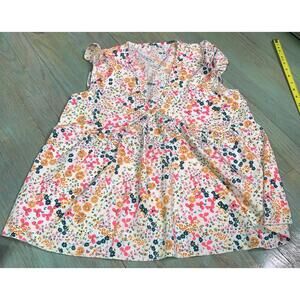 SHEIN Privé Tie Neck Ruffle Trim Butterfly Sleeve Blouse Hot Pink Size Large